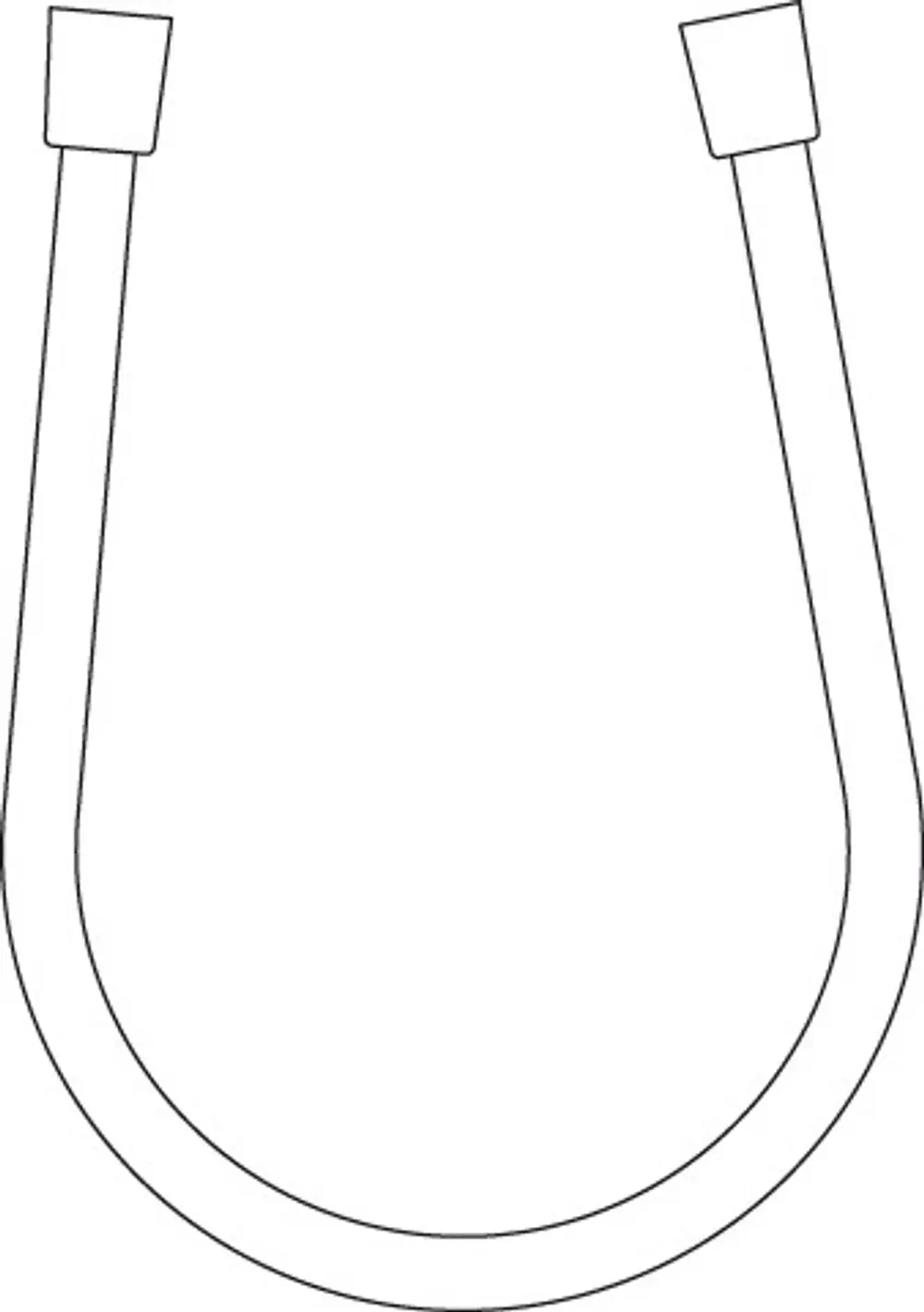 Brauseschlauch in geschwungener Form mit zwei quadratischen Enden, hergestellt von Ideal Standard. Der Schlauch ist für die Anwendung in Badezimmern gedacht.